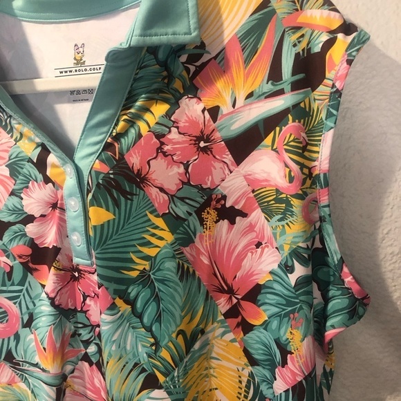 Tropical Shapes Women's Rolo Golf Sleeveless Top size XXL - Picture 4 of 9